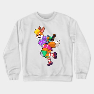 Fox as Inline Skater with Inline Skates Crewneck Sweatshirt